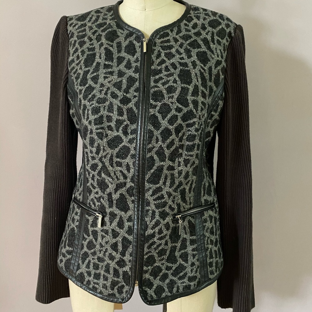 Peter Nygard wool jacket with leather trim